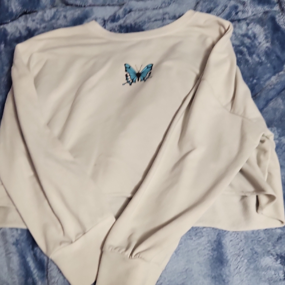 SHEIN Cream Long Sleeve Relaxed Sweatshirt